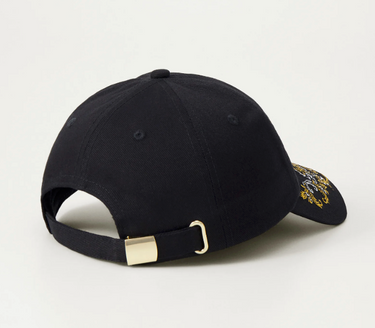 Gorra Versace negra para mujer bordado grecas
